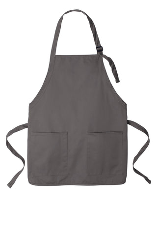 Port Authority Medium-Length Two-Pocket Bib Apron (Charcoal)