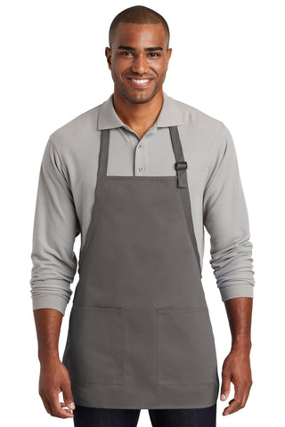 Port Authority Medium-Length Two-Pocket Bib Apron (Charcoal)