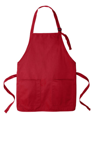 Port Authority Medium-Length Two-Pocket Bib Apron (Red)