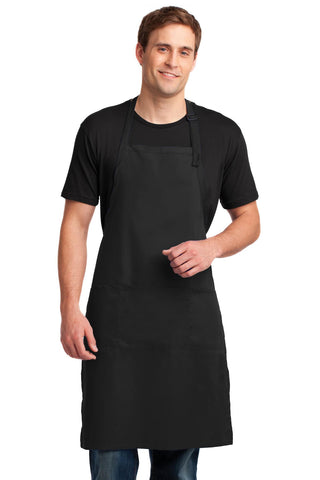 Port Authority Easy Care Extra Long Bib Apron with Stain Release (Black)