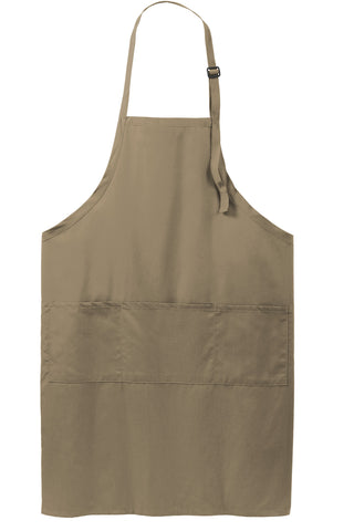 Port Authority Easy Care Extra Long Bib Apron with Stain Release (Khaki)