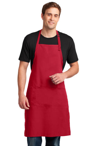 Port Authority Easy Care Extra Long Bib Apron with Stain Release (Red)