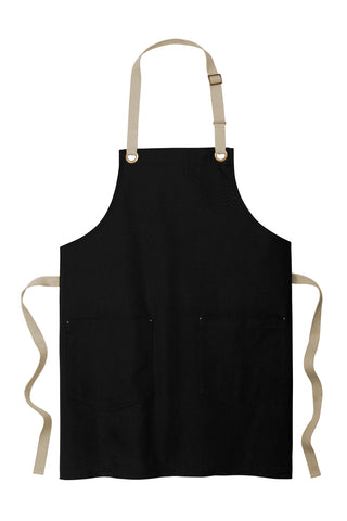 Port Authority Canvas Full-Length Two-Pocket Apron (Black/ Stone)