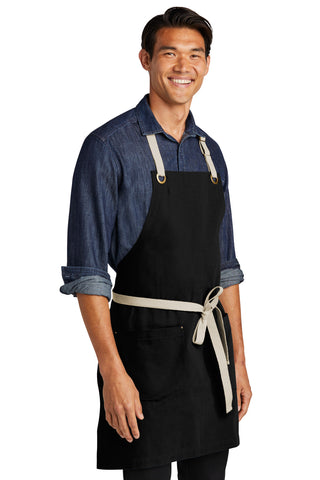 Port Authority Canvas Full-Length Two-Pocket Apron (Black/ Stone)