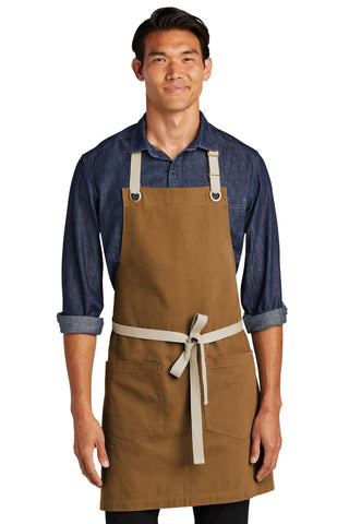 Port Authority Canvas Full-Length Two-Pocket Apron (Duck Brown/ Stone)