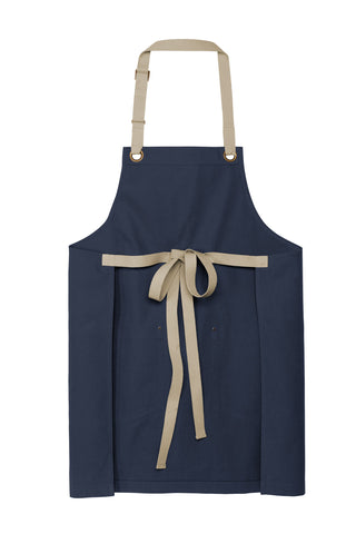 Port Authority Canvas Full-Length Two-Pocket Apron (River Blue Navy/ Stone)