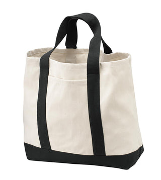 Port Authority Ideal Twill Two-Tone Shopping Tote (Natural/ Black)