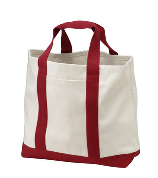 Port Authority Ideal Twill Two-Tone Shopping Tote (Natural/ Red)