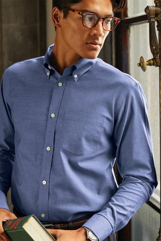 Brooks Brothers Wrinkle-Free Stretch Pinpoint Shirt (Newport Blue)