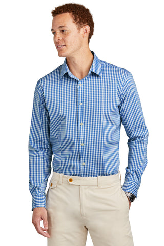 Brooks Brothers Tech Stretch Patterned Shirt (Charter Blue Check)