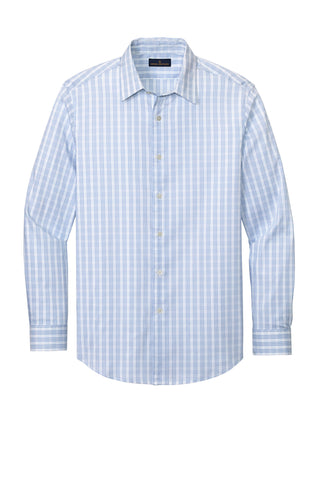 Brooks Brothers Tech Stretch Patterned Shirt (White/ Newport Blue Grid Check)