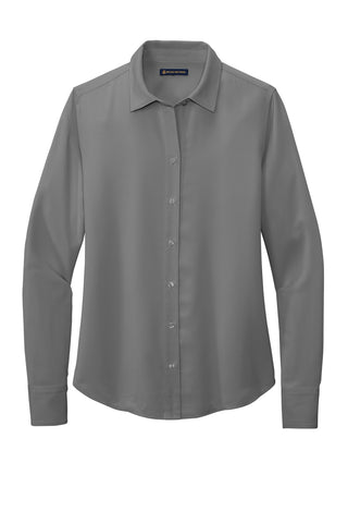 Brooks Brothers Women's Full-Button Satin Blouse (Shadow Grey)