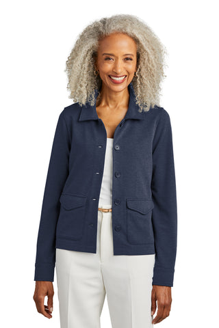 Brooks Brothers Women's Mid-Layer Stretch Button Jacket (Navy Blazer Heather)