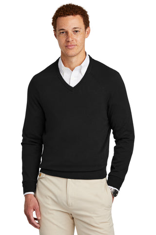 Brooks Brothers Cotton Stretch V-Neck Sweater (Deep Black)