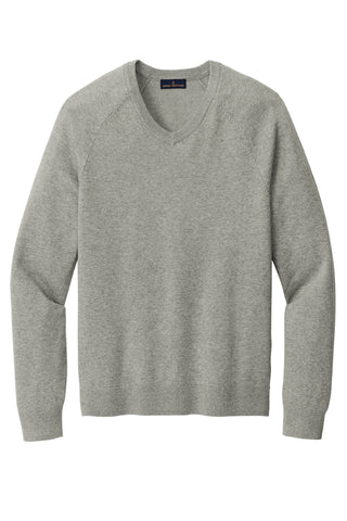 Brooks Brothers Cotton Stretch V-Neck Sweater (Light Shadow Grey Heather)