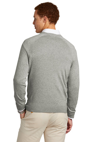 Brooks Brothers Cotton Stretch V-Neck Sweater (Light Shadow Grey Heather)