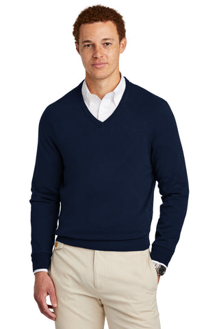 Brooks Brothers Cotton Stretch V-Neck Sweater (Navy Blazer)