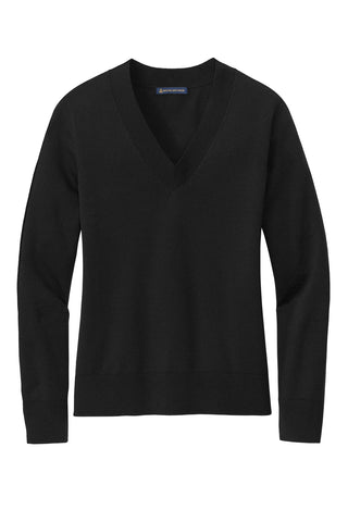 Brooks Brothers Women's Cotton Stretch V-Neck Sweater (Deep Black)