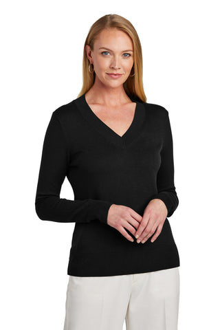 Brooks Brothers Women's Cotton Stretch V-Neck Sweater (Deep Black)