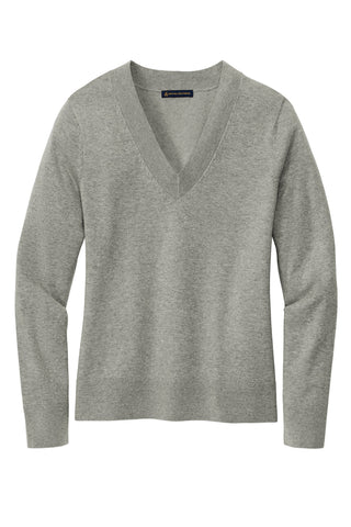 Brooks Brothers Women's Cotton Stretch V-Neck Sweater (Light Shadow Grey Heather)