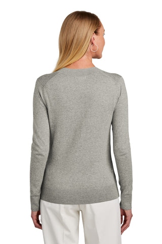 Brooks Brothers Women's Cotton Stretch V-Neck Sweater (Light Shadow Grey Heather)