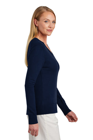 Brooks Brothers Women's Cotton Stretch V-Neck Sweater (Navy Blazer)