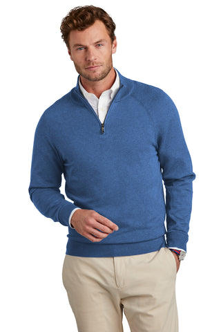 Brooks Brothers Cotton Stretch 1/4-Zip Sweater (Charter Blue Heather)