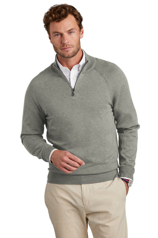 Brooks Brothers Cotton Stretch 1/4-Zip Sweater (Light Shadow Grey Heather)