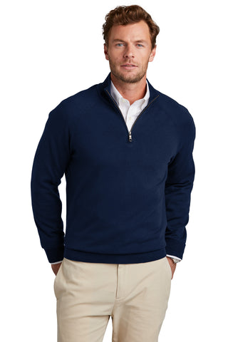 Brooks Brothers Cotton Stretch 1/4-Zip Sweater (Navy Blazer)