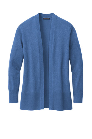 Brooks Brothers Women's Cotton Stretch Long Cardigan Sweater (Charter Blue Heather)