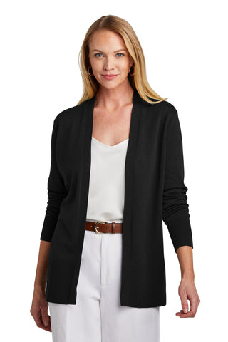 Brooks Brothers Women's Cotton Stretch Long Cardigan Sweater (Deep Black)