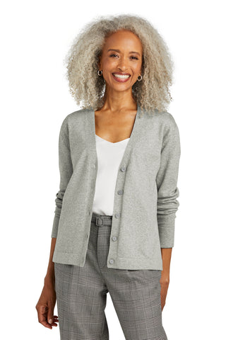 Brooks Brothers Women's Cotton Stretch Cardigan Sweater (Light Shadow Grey Heather)