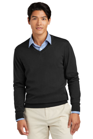 Brooks Brothers Washable Merino V-Neck Sweater (Deep Black)