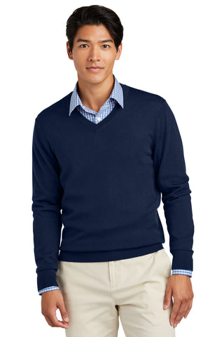 Brooks Brothers Washable Merino V-Neck Sweater (Navy Blazer)