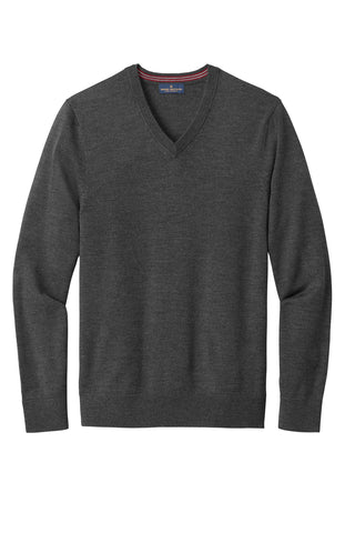 Brooks Brothers Washable Merino V-Neck Sweater (Windsor Grey Heather)