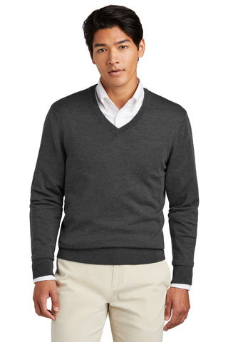 Brooks Brothers Washable Merino V-Neck Sweater (Windsor Grey Heather)