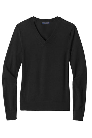 Brooks Brothers Women's Washable Merino V-Neck Sweater (Deep Black)