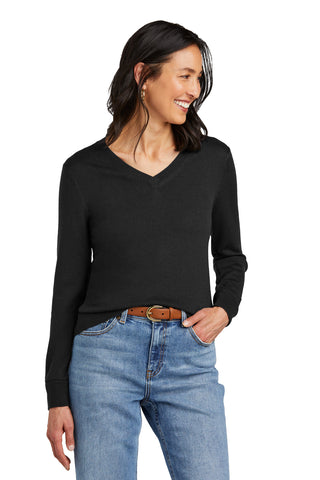 Brooks Brothers Women's Washable Merino V-Neck Sweater (Deep Black)