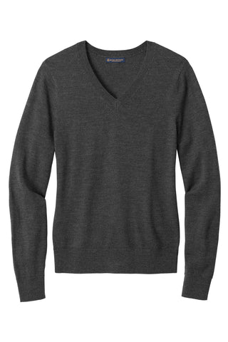 Brooks Brothers Women's Washable Merino V-Neck Sweater (Windsor Grey Heather)