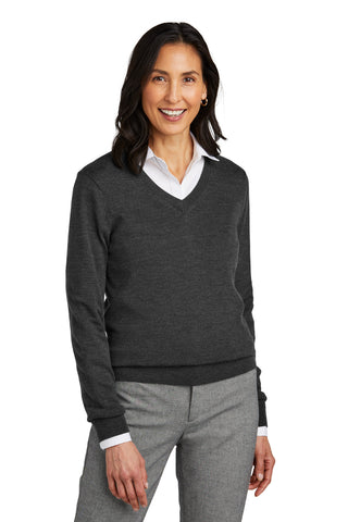 Brooks Brothers Women's Washable Merino V-Neck Sweater (Windsor Grey Heather)