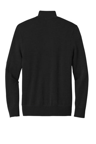 Brooks Brothers Washable Merino Birdseye 1/4-Zip Sweater (Deep Black)