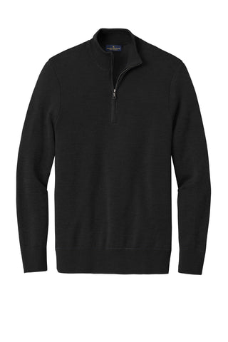 Brooks Brothers Washable Merino Birdseye 1/4-Zip Sweater (Deep Black)