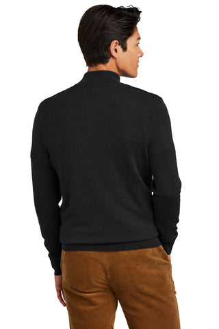 Brooks Brothers Washable Merino Birdseye 1/4-Zip Sweater (Deep Black)