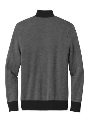 Brooks Brothers Washable Merino Birdseye 1/4-Zip Sweater (Deep Black/ Shadow Grey)