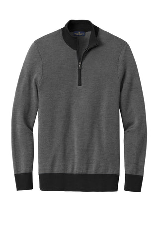 Brooks Brothers Washable Merino Birdseye 1/4-Zip Sweater (Deep Black/ Shadow Grey)