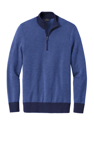 Brooks Brothers Washable Merino Birdseye 1/4-Zip Sweater (Navy/ Compass Blue)