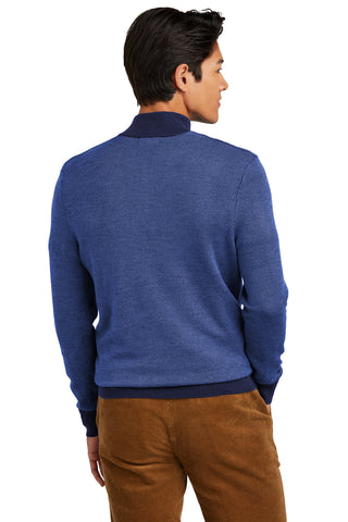 Brooks Brothers Washable Merino Birdseye 1/4-Zip Sweater (Navy/ Compass Blue)