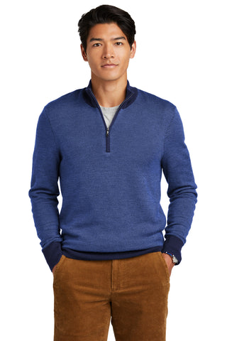 Brooks Brothers Washable Merino Birdseye 1/4-Zip Sweater (Navy/ Compass Blue)