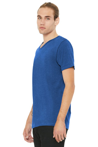 BELLA+CANVAS Unisex Heather CVC V-Neck Tee (Heather True Royal)