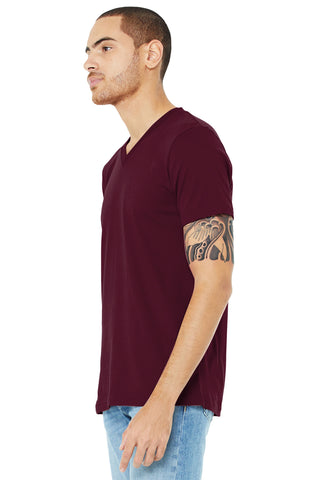 BELLA+CANVAS Unisex Jersey Short Sleeve V-Neck Tee (Maroon)